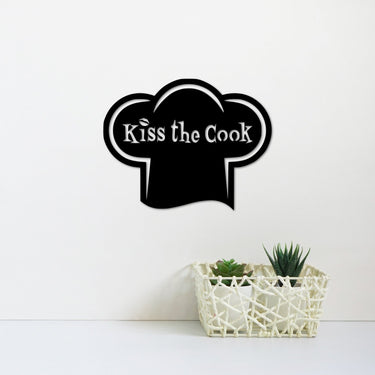 Kiss the Cook Sign | Metal Wall Art | Chef Gift | Kitchen Sign_| Chef Hat Kitchen Wall Decor | Cooking Gifts | Gift for Chef